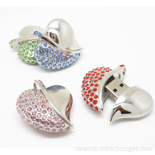 CaraUSB branded luxury heart shape dimond usb pendrive gifts